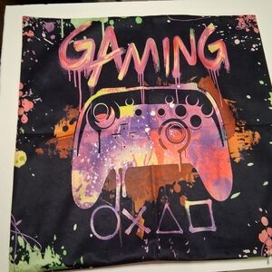 Gaming Throw Pillowcase Black Bright Colors